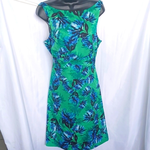 Banana Republic Green Blue Summer Dress 10 Washable - Picture 1 of 7